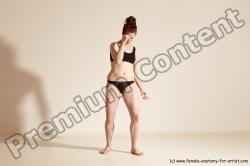 Underwear Martial art Woman White Moving poses Slim medium brown Dynamic poses Academic